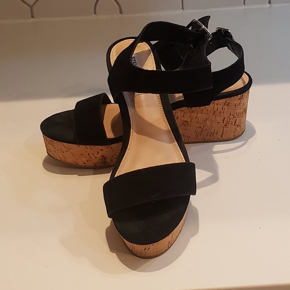 Steve Madden Breathe Suede Leather cork platform sandals for  women